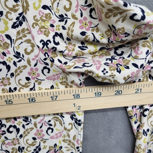 Ann Taylor Blouse 3/4 Sleeve Ivory Green Pink Floral‎  Size Medium - Picture 5 of 5